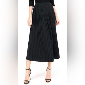 Lamer Womens Midi Pleated Skirt, High Waisted, Medium, Swing A-line skirt.